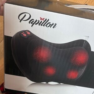 NEVER OPENED - Papillon Black Shiatsu Massage Pillow Red Heat Nodes GREAT GIFT